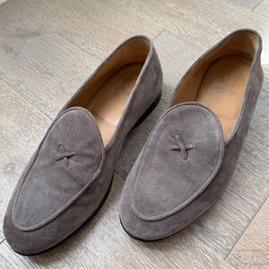 Del Toro Grigio Suede Milano Leather Loafers